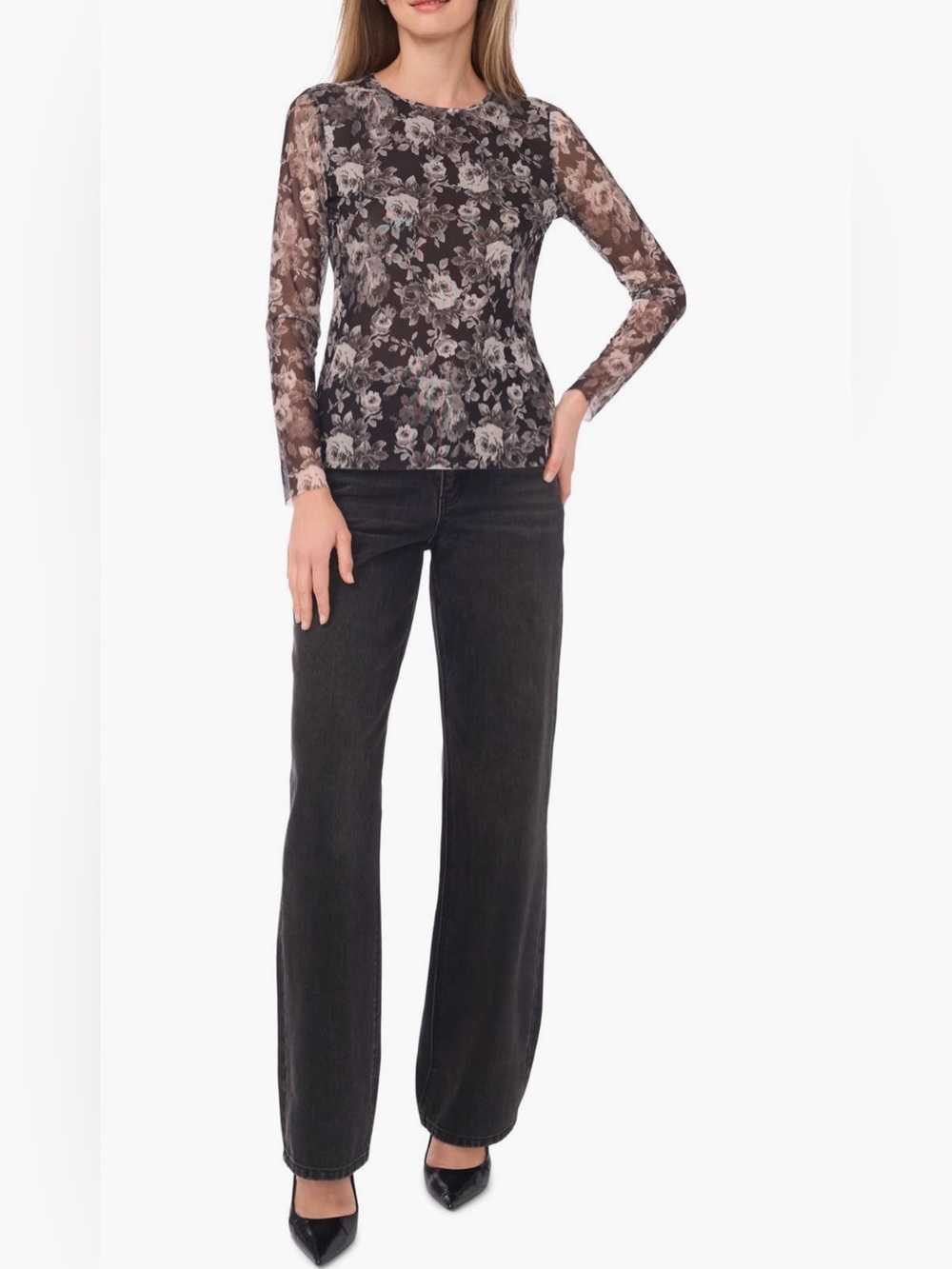 Ted Baker Floral Mesh Long Sleeve